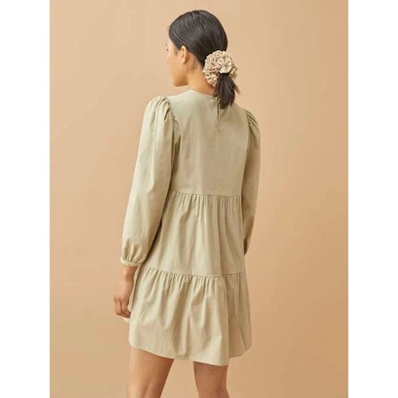 Reformation Beckett Tiered Mini Dress in Dried Herbs Size M - Picture 5 of 16